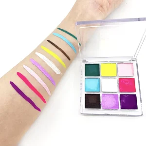 Water Activated Aqua Liner Cosmetic Makeup Eyeliner Palette 9 UV Neon Color Face Body Paint Palette Glow in the Dark