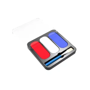 Water Activated Red White Blue Face Body Paint Palette Non-toxic Fan Flag Makeup Kit with Applicator Brush