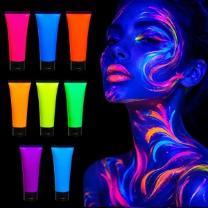 Water Based Blacklight UV Neon Face Body Paint Cream Tube Fluorescent Glow Non Toxic Easy Wash Off Rave Festival
