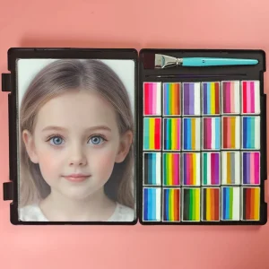 Water-Based Face Paint Set for Kids Vegan Rainbow Cake Design Safe Halloween Makeup for All Age Groups