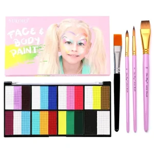 Water Based Gouache Paint Set with Rainbow Face Paint 96 Pieces Easy to Wash Body Painting