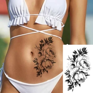 Water Resistant Eco Friendly Rose Orchid Tattoo Sticker for Women
