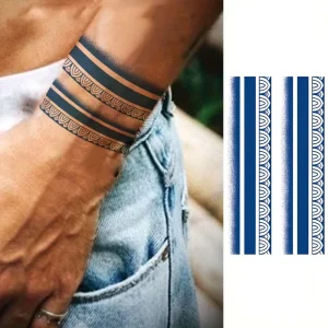 Water Resistant Tattoo Sticker Realistic Polynesian Maori Floral Circle Wrist Ankle Design