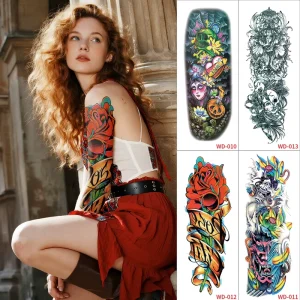 Water Slide Tattoo Sleeves Kit – Large Customizable Arm Tattoos | Long Lasting & Easy Apply