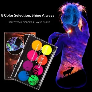 Water Soluble 8 Color Fluorescent Body Paint Bold Face & Body Makeup Pigments for Football Enthusiasts