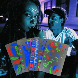 Water Transfer Glow Luminous Fluorescent Naughty Girl Body Tatuaje Temporal Temporary UV Sexy Neon Tattoos Stickers