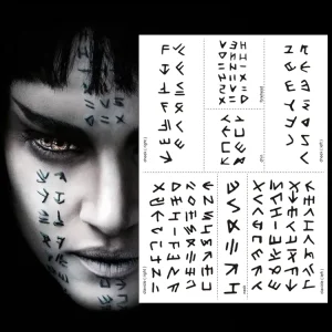 Water Transfer Scary Mummy Body and Face Makeup Sticker Black Temporary Halloween Tattoo
