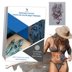 Water Transfer Tattoo Paper Silver Film Temporary DIY Body Art Sticker Inkjet Printer Compatible Mirror Mode A3/A4/A5