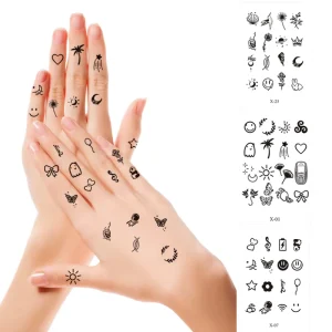 Water Transfer Tattoo Stickers Non-Toxic Sweatproof Tiny Finger Safe Temporary Paper Waterproof Semi-permanent