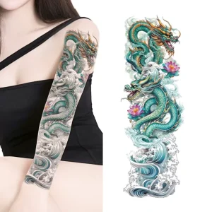 Water Transfer Temporary Tattoo Sleeve Full Arm Disposable Animal Flower Waterproof Full Sleeve Tattoo Sticker for Man Women