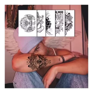Water-proof Non-toxic Egyptian Animal Figures Full Arm False Tattoo Sticker Black Temporary Tattoo Sticker