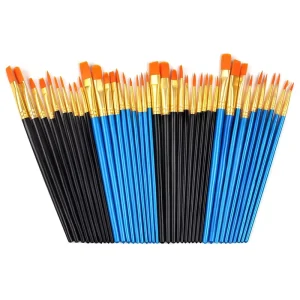 Watercolor Paint Brushes Set Premium Wood Handle 10 Pack Mix Shape Nylon Hair Painting Brush Set Art Supplies