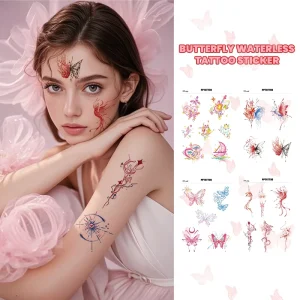 Waterless Temporary Tattoo Sticker for Women Sexy New Color Printed Butterfly Design Waterproof Sweat Proof for Body Application