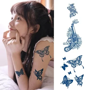 Waterproof Animal Skull Tattoo Sticker Semi-permanent Temporary Herbal Design in Juice Colors Lasting 15 Days Made of Paper