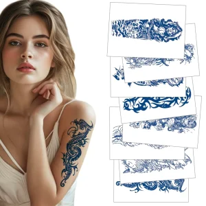 Waterproof Arm Flower and Butterfly Semi-Permanent Temporary Tattoo Stickers, 2-Week Wear