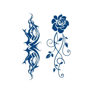 Waterproof Blue 3D Flower Temporary Tattoo Sticker Smart Sticker