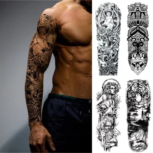 Waterproof Body Temporary Tattoo Sticker for Men and Women Full Arm Coverage Non-Toxic Long Lasting