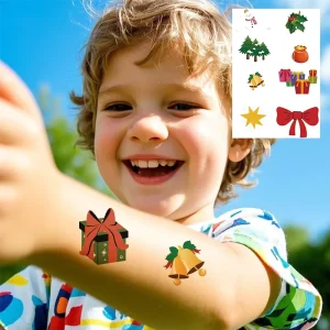 Waterproof Christmas Children’s Temporary Tattoo Stickers for Face & Body White Paper for Holiday Parties