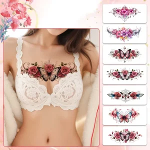 Waterproof Detachable Rose butterfly Girl Temporary Tattoo Sticker Sexy Paper on Chest and Back