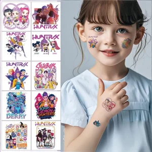 Waterproof Eco Friendly Paper Temporary Tattoo Set with 50 Designs Witch Hunt Cosplay Boy Band Concert Face & Body Stickers