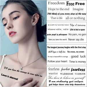 Waterproof English Quote Temporary Tattoo Stickers Inspirational Letter Tattoos for Women Neck Collarbone Long Lasting Body Art