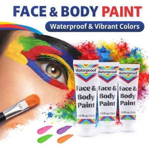 Waterproof Face & Body Paint (15ml) Sweat proof Team Colors for Soccer & Football Fans