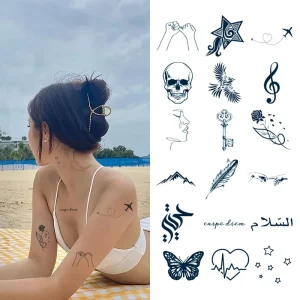 Waterproof Fake Tattoo Lasting 15 Days Tiny Size Realistic Temporary Juice Ink Body Sticker Tattoo Semi Permanent