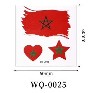 Waterproof Flag Pattern Tattoo Decals Soft Skin Friendly Temporary Face Stickers for Three Nations Sports Event