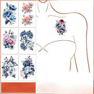 Waterproof Full Arm Temporary Tattoo Stickers Flower Design Long Lasting Water Transfer Men Women Custom