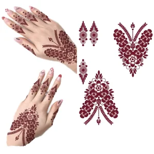 Waterproof Full Hand Henna Sticker Temporary Tattoos for Women Sexy Paper Design for Wedding Parties and Festivals