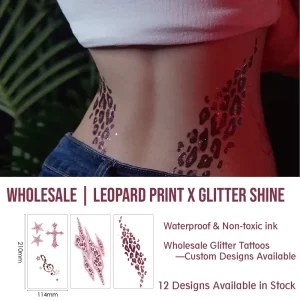 Waterproof Glitter Leopard Tattoo Stickers Sexy Fake Tattoo for Body Leg Arm Custom Temporary Tattoo Vendor