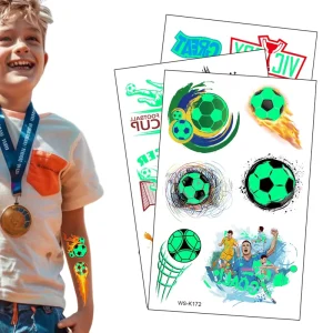 Waterproof Glow in Dark Temporary Tattoo Sticker Kids Soccer Party Luminous Fluorescent Fake Tattoo for Football Fans