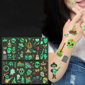 Waterproof Glow in the Dark Temporary Tattoo Stickers for Kids Skin Safe Body Art