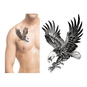 Waterproof Half Arm Temporary Eagle Tattoo Sticker for Men CE Certified Customizable Color 6.8X14CM