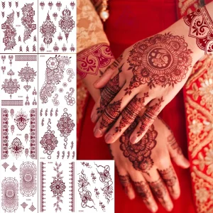 Waterproof Henna Tattoo Sticker Temporary Body Hand Sticker for Women Teens & Girls