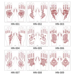 Waterproof Henna Tattoo Stickers for Women Flower Instant Tattoo for Hand Temporary Tattoos for Wedding Party Festival