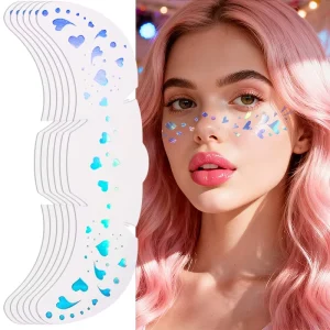 Waterproof Holographic Glitter Freckle Stickers Rainbow Heart Star Lip Tattoos for Party and Daily Makeup