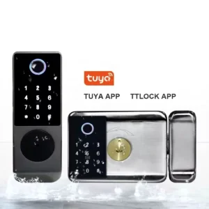 Waterproof IP65 Intelligent Digital Smart Password Key Unlock Finger Scan Doorbell Doorlock Glass Metal Smart Door Handle Lock
