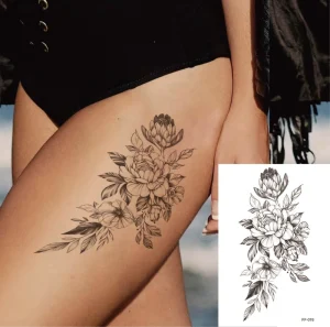 Waterproof Indian Paper Tattoo Stickers Minimalist Floral Designs Realistic Rose Temporary