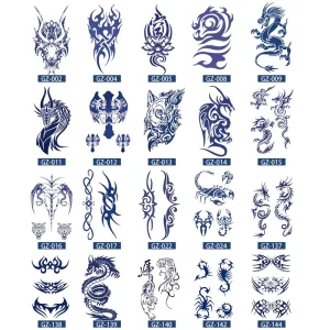 Waterproof Juice Tattoo Sticker Tribal Custom Black Water Transfer Temporary Tattoo Sticker Lasting 2 Weeks