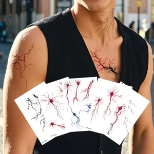 Waterproof Lightning Design Temporary Tattoo Stickers, Paper, Water Transfer