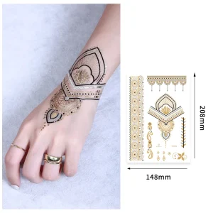 Waterproof Long-Lasting Floral Vine Leaf Eco-Friendly Metallic Tattoo Body Art Stickers