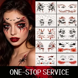 Waterproof Long Lasting Halloween Face Stickers Non Toxic Skin Safe Spider Web Eye Shadow Tattoo Sticker CPNP Temporary Tattoos