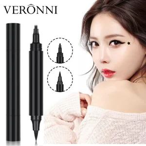 Waterproof Natural Microblading Eyebrow Pencil with Fork Tip Mineral Liquid Eyeliner Black Easy Use for All Makeup Tool