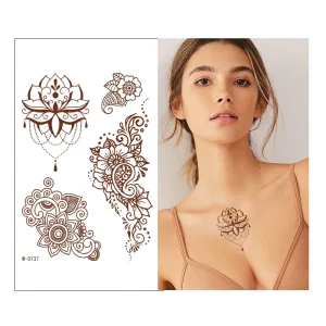 Waterproof Non-Toxic Eco-Friendly Temporary Henna Tattoo Stickers for Face Body Art Bridal Mehndi Weddings Festivals Boho Style
