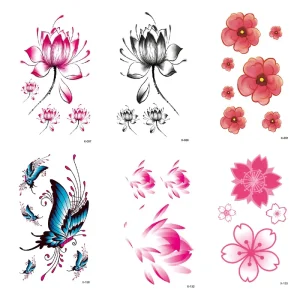 Waterproof Paper Temporary Tattoos Rose Butterfly Animals Sexy Tattoo Sticker for Women Adults