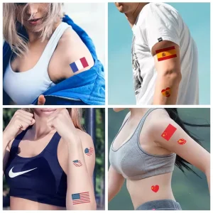Waterproof Patriotic Tattoo Stickers Temporary Tattoos for Football Fans Biodegradable Flag Stickers