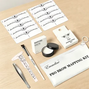 Waterproof Plastic Eyebrow Mapping Kit Microblading with Pencils & Paste for Tattoo PMU Artists