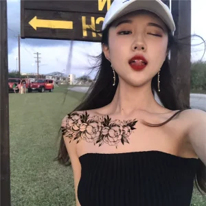 Waterproof Realistic Rose Temporary Tattoo Vegetarian Flower Tatoo Stickers Fake Tattoo
