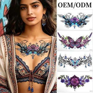 Waterproof Rose Butterfly Tattoo Sticker